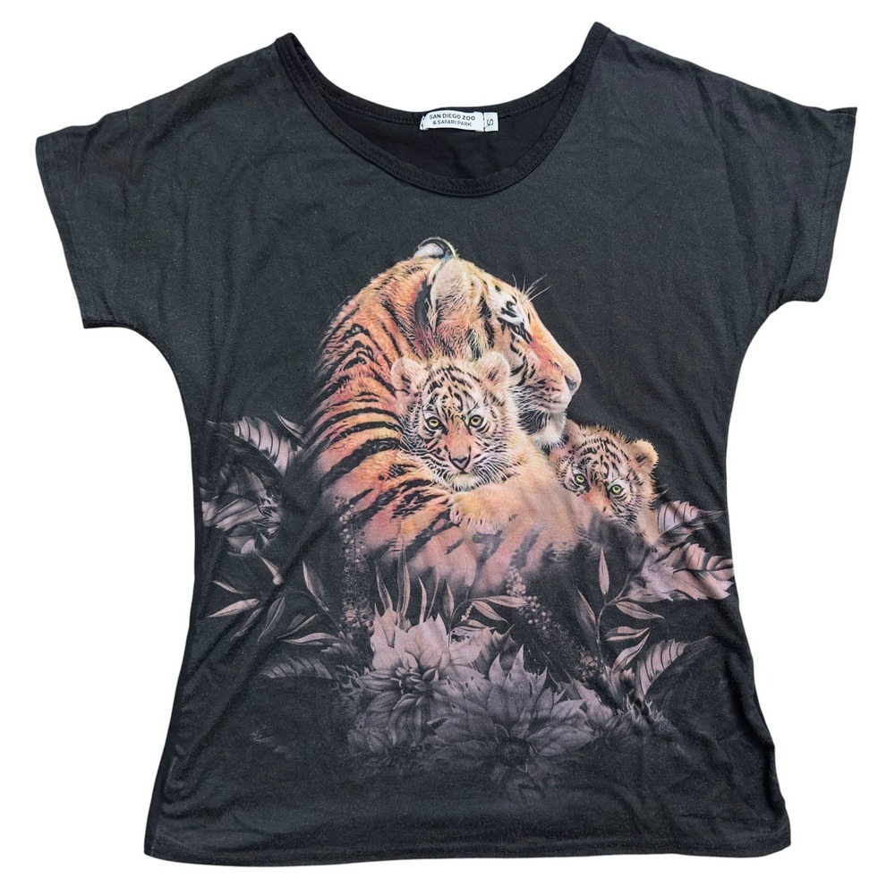 San‎ Diego Zoo Safari Park Tiger Cubs Black Graphic Shirt Women's S